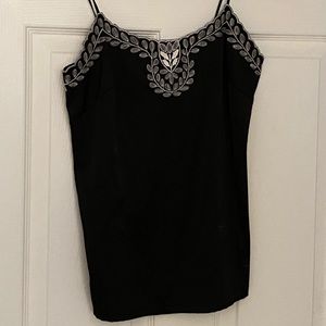 Silk-like black cami with white detail